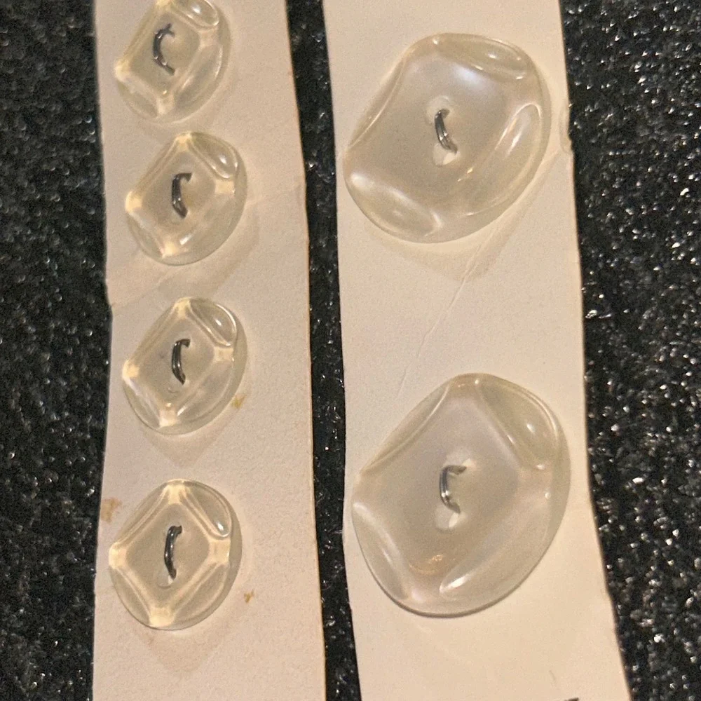Vintage Button Basics Clear Iridescent Geometric Buttons‎ 12mm 19mm Lot of 7
